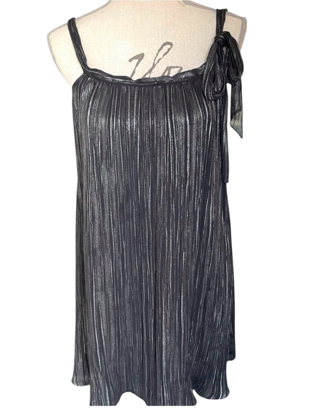 RACHEL Rachel Roy Black Sleeveless Pleated Chiffon Tie Neck Dress (S)